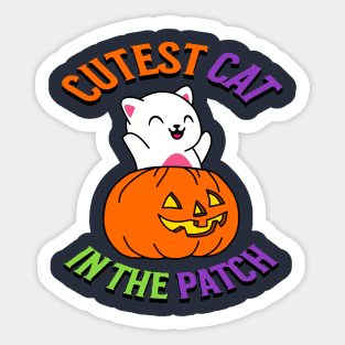 Cutest White Cat in the Patch Sticker